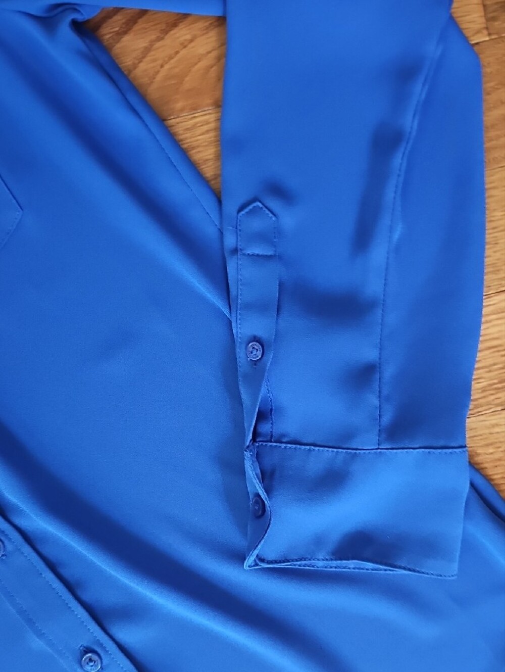 Express Bright Royal Blue Button-Front Shirt - Picture 4 of 4